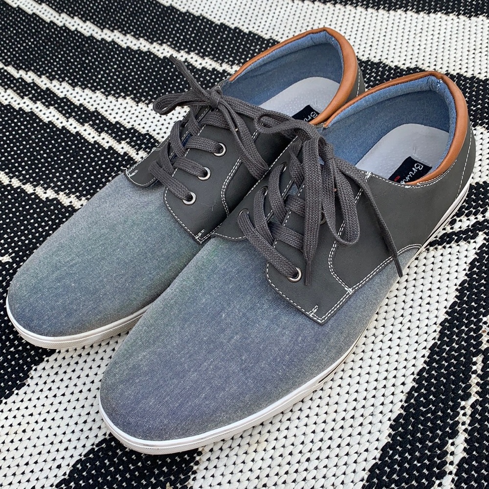 Bruno Marc blue denim lace casual sneakers